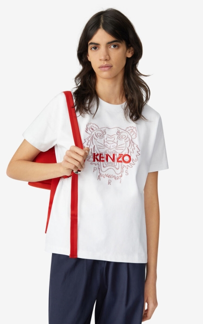 Kenzo Women Tiger Loose-fitting T-shirt White